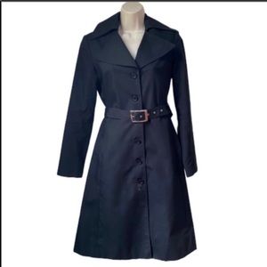 H&M flattering A-line belted black trench coat 6
